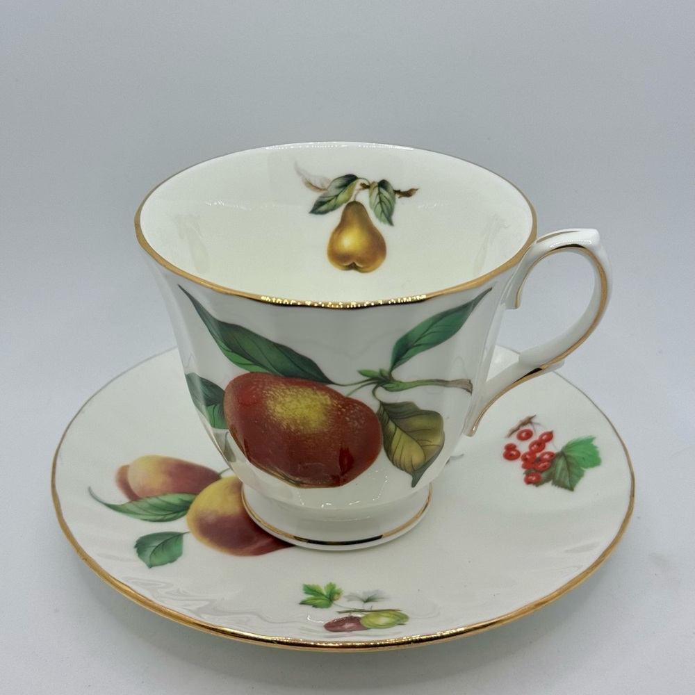 Vintage Duchess Bone China England Fruits Teacup & Saucer